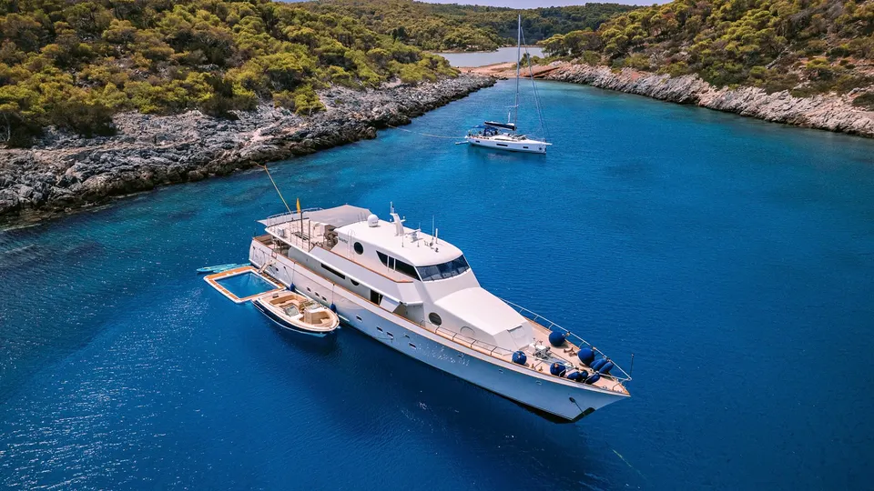 Private yacht at sea